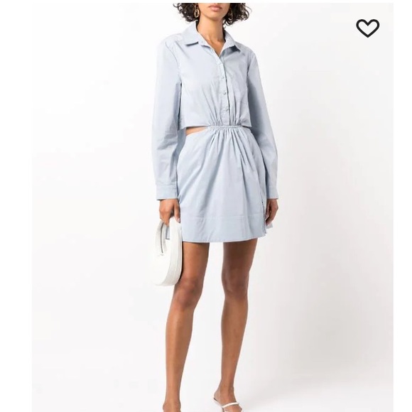 Jonathan Simkhai Dresses & Skirts - Jonathan Simkhai Light Blue Shaelyn Cotton Poplin Cutout  & Ruched Detail Size 6